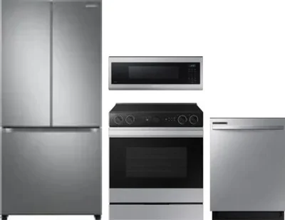 4 Piece Package Includes Refrigerator, Range, Microwave And Dishwasher