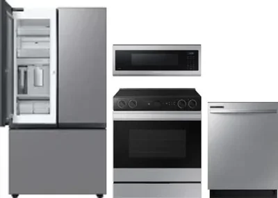 4 Piece Package Includes Refrigerator, Range, Microwave And Dishwasher