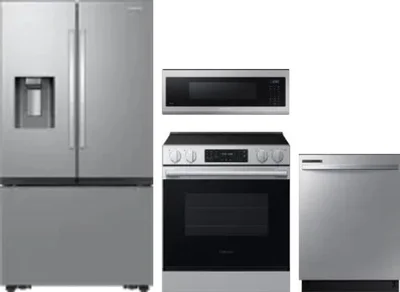 4 Piece Package Includes Refrigerator, Range, Microwave And Dishwasher