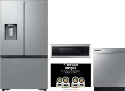 4 Piece Package Includes Refrigerator, Range, Microwave And Dishwasher