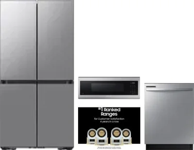 4 Piece Package Includes Refrigerator, Range, Microwave And Dishwasher