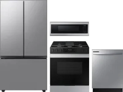 4 Piece Package Includes Refrigerator, Range, Microwave And Dishwasher