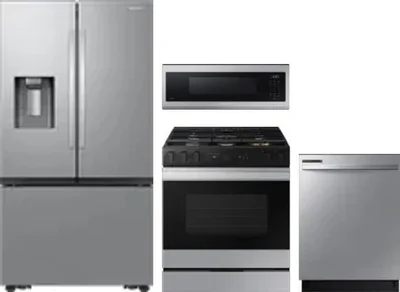 4 Piece Package Includes Refrigerator, Range, Microwave And Dishwasher