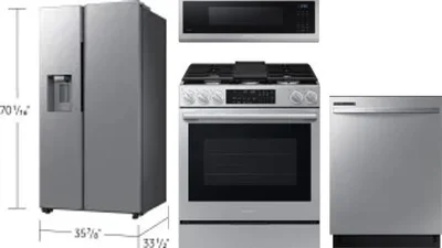 4 Piece Package Includes Refrigerator, Range, Microwave And Dishwasher