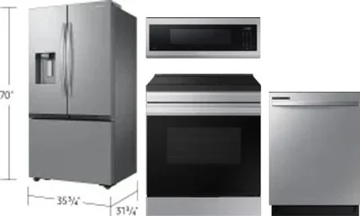 4 Piece Package Includes Refrigerator, Range, Microwave And Dishwasher
