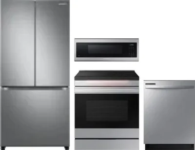 4 Piece Package Includes Refrigerator, Range, Microwave And Dishwasher