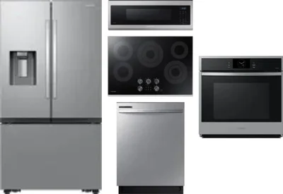 5 Piece Package Includes Refrigerator, Cooktop, Wall Oven, Microwave And Dishwasher