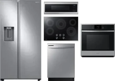 5 Piece Package Includes Refrigerator, Cooktop, Wall Oven, Microwave And Dishwasher