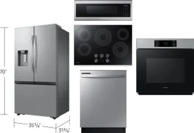 5 Piece Package Includes Refrigerator, Cooktop, Wall Oven, Microwave And Dishwasher