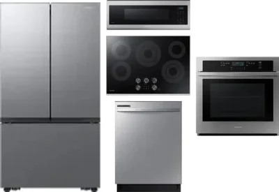 5 Piece Package Includes Refrigerator, Cooktop, Wall Oven, Microwave And Dishwasher