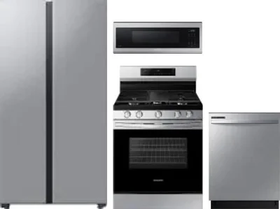 4 Piece Package Includes Refrigerator, Range, Microwave And Dishwasher