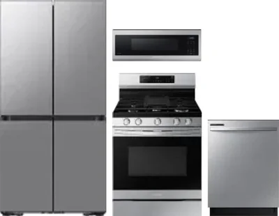 4 Piece Package Includes Refrigerator, Range, Microwave And Dishwasher