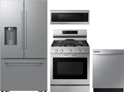 4 Piece Package Includes Refrigerator, Range, Microwave And Dishwasher