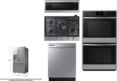 5 Piece Package Includes Refrigerator, Cooktop, Wall Oven, Microwave And Dishwasher