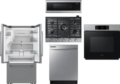 5 Piece Package Includes Refrigerator, Cooktop, Wall Oven, Microwave And Dishwasher
