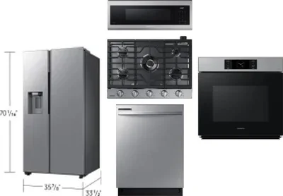 5 Piece Package Includes Refrigerator, Cooktop, Wall Oven, Microwave And Dishwasher