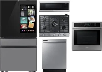 5 Piece Package Includes Refrigerator, Cooktop, Wall Oven, Microwave And Dishwasher