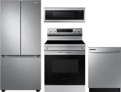 4 Piece Package Includes Refrigerator, Range, Microwave And Dishwasher