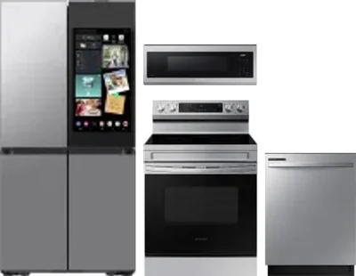 4 Piece Package Includes Refrigerator, Range, Microwave And Dishwasher