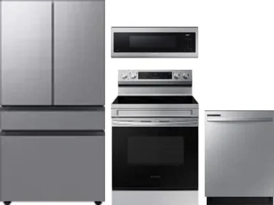 4 Piece Package Includes Refrigerator, Range, Microwave And Dishwasher