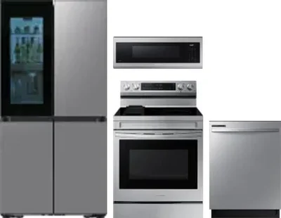 4 Piece Package Includes Refrigerator, Range, Microwave And Dishwasher