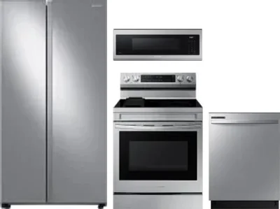 4 Piece Package Includes Refrigerator, Range, Microwave And Dishwasher