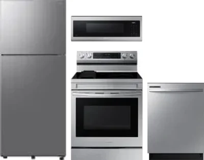 4 Piece Package Includes Refrigerator, Range, Microwave And Dishwasher