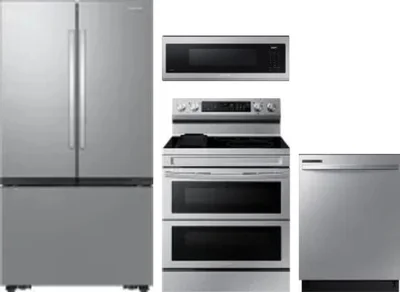 4 Piece Package Includes Refrigerator, Range, Microwave And Dishwasher