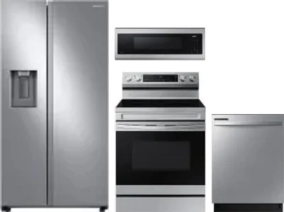 4 Piece Package Includes Refrigerator, Range, Microwave And Dishwasher