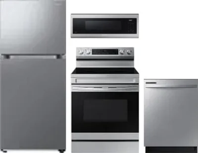 4 Piece Package Includes Refrigerator, Range, Microwave And Dishwasher