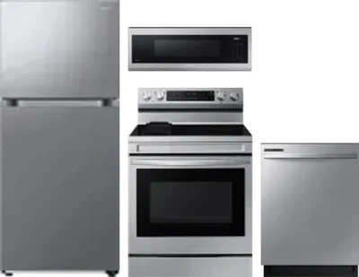 4 Piece Package Includes Refrigerator, Range, Microwave And Dishwasher