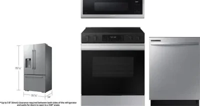 4 Piece Package Includes Refrigerator, Range, Microwave And Dishwasher