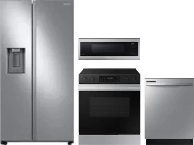 4 Piece Package Includes Refrigerator, Range, Microwave And Dishwasher