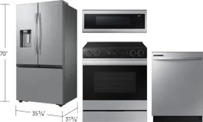 4 Piece Package Includes Refrigerator, Range, Microwave And Dishwasher