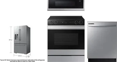 4 Piece Package Includes Refrigerator, Range, Microwave And Dishwasher