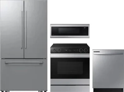 4 Piece Package Includes Refrigerator, Range, Microwave And Dishwasher