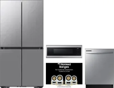 4 Piece Package Includes Refrigerator, Range, Microwave And Dishwasher