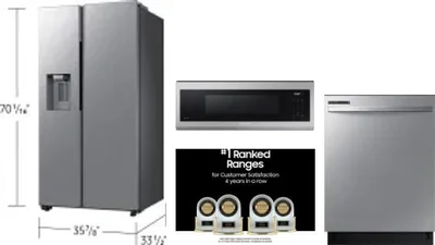 4 Piece Package Includes Refrigerator, Range, Microwave And Dishwasher