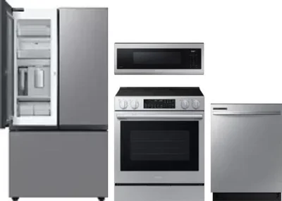 4 Piece Package Includes Refrigerator, Range, Microwave And Dishwasher