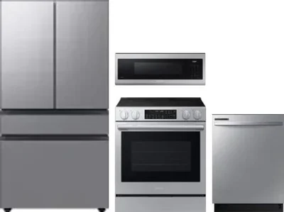 4 Piece Package Includes Refrigerator, Range, Microwave And Dishwasher