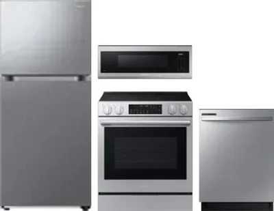 4 Piece Package Includes Refrigerator, Range, Microwave And Dishwasher