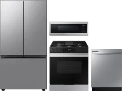 4 Piece Package Includes Refrigerator, Range, Microwave And Dishwasher