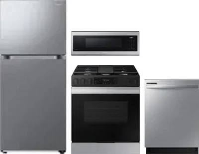 4 Piece Package Includes Refrigerator, Range, Microwave And Dishwasher