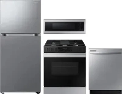 4 Piece Package Includes Refrigerator, Range, Microwave And Dishwasher