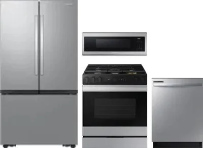 4 Piece Package Includes Refrigerator, Range, Microwave And Dishwasher