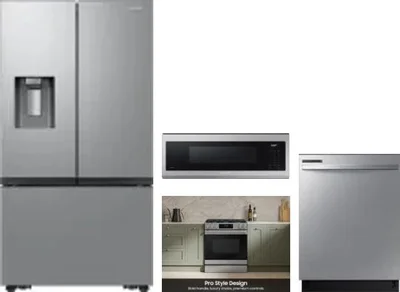 4 Piece Package Includes Refrigerator, Range, Microwave And Dishwasher