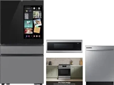 4 Piece Package Includes Refrigerator, Range, Microwave And Dishwasher
