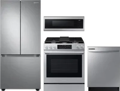4 Piece Package Includes Refrigerator, Range, Microwave And Dishwasher
