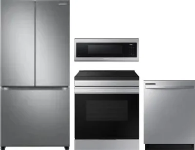 4 Piece Package Includes Refrigerator, Range, Microwave And Dishwasher