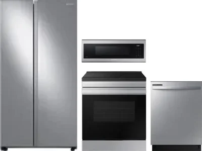 4 Piece Package Includes Refrigerator, Range, Microwave And Dishwasher